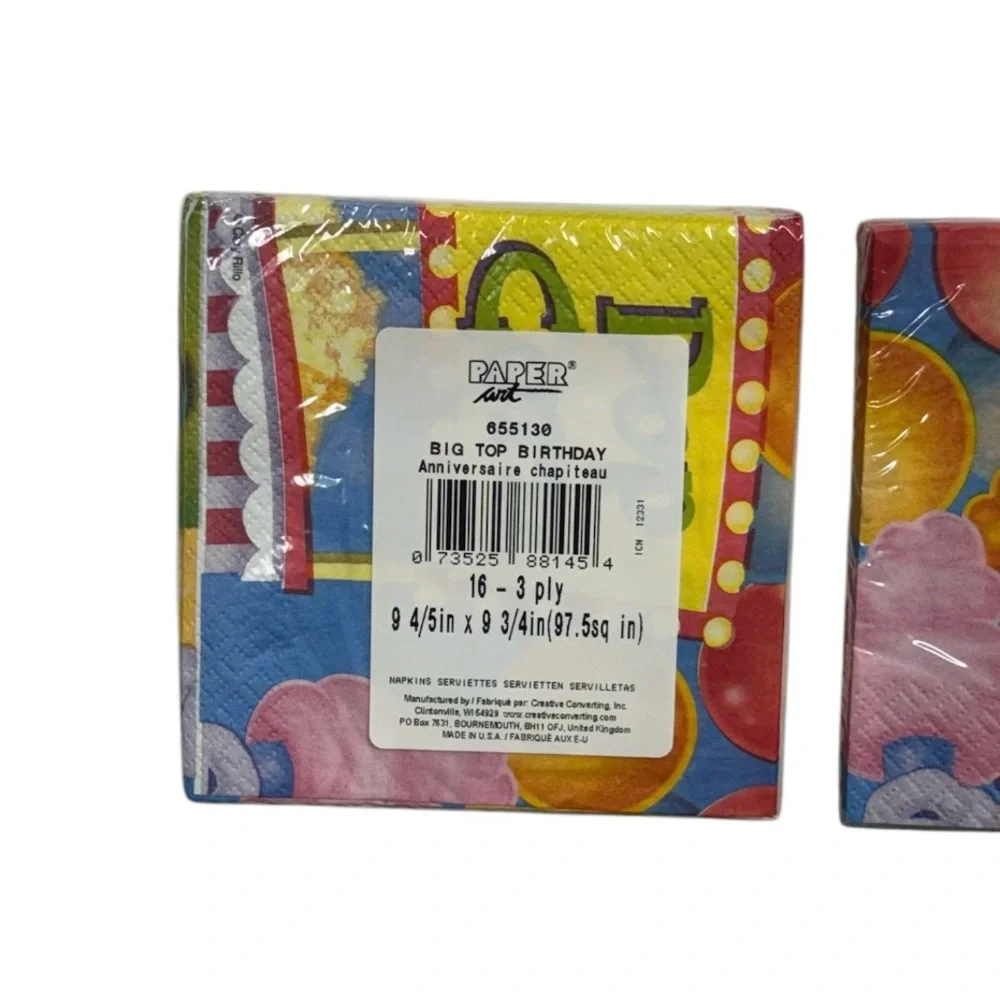 Creative Converting set of 2, 16 count clown themed napkins brand new in package